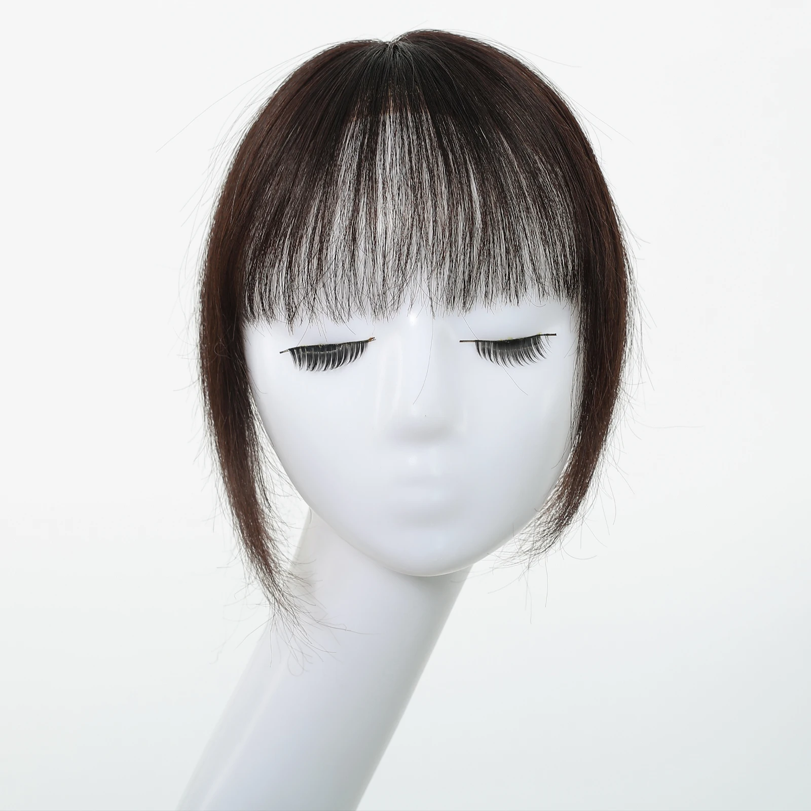 12 Inch Human Hair Clip-In Bangs Topper with 360 3D Swiss Base Short Thin Hair Toppers for Women Real Remy Human Hair  main image 2