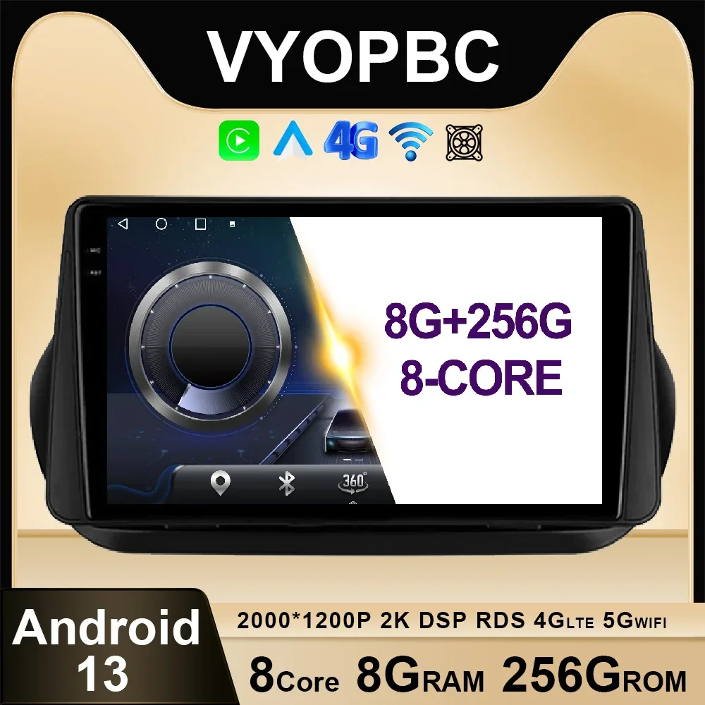 9 Pollici Android 13 Per Fiat Fiorino Qubo 2008 - 2017 Autoradio Qled Adas Multimedia No 2Din Stereo Bt Video Wifi Autoradio Ahd