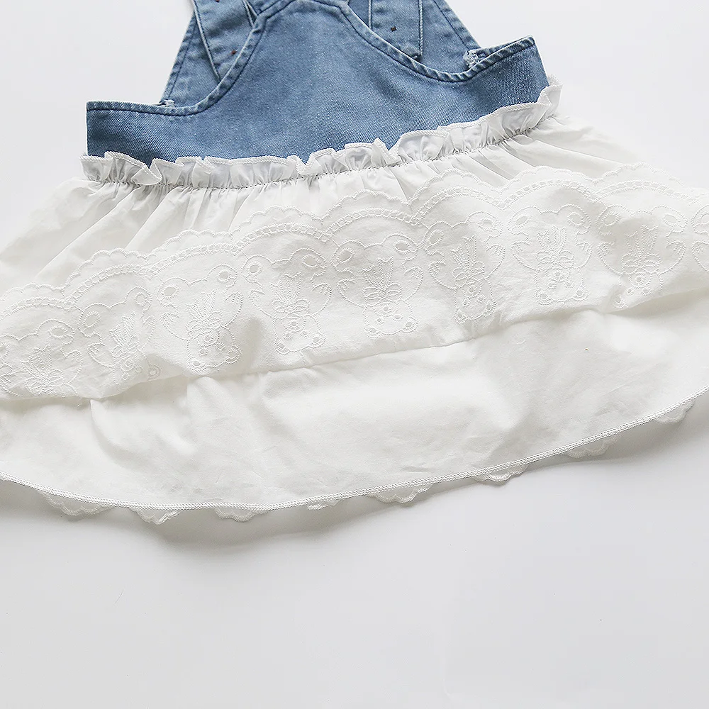 Cute Baby Girl Lace Denim Patchwork Dress