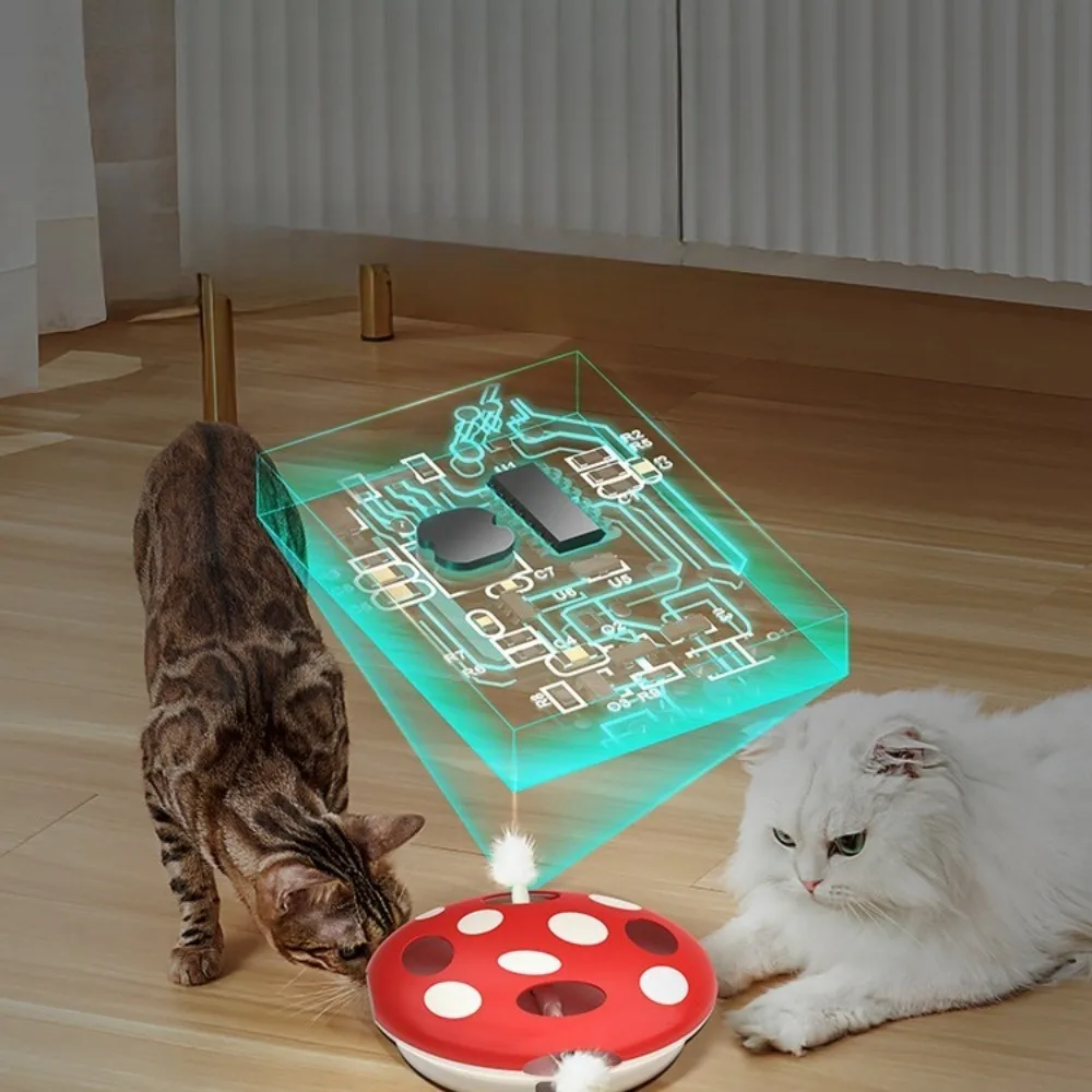 Mushroom Smart Cat Toy with Feather Teaser