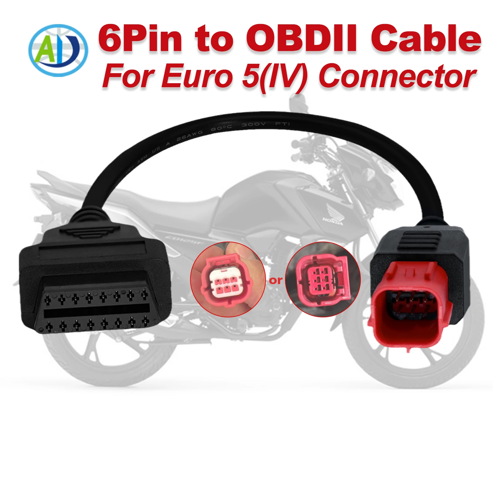 Connecteur OBD de Moto à 4/6 broches, câble adaptateur de Diagnostic pour HONDA OBDII, pour Benelli/Suzuki/KTM/MOTO GUZZI/Vespa/Yamaha/Piaggio