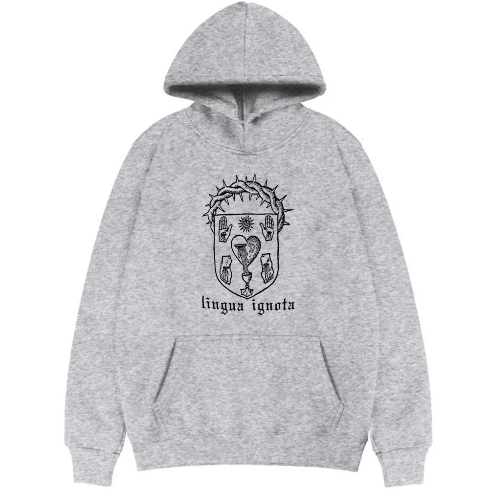 Unisex Long Sleeve Workout, Hoodie Lingua Ignota, Harajuku Streetwear, American singer, fashion clothes, men and women, plus