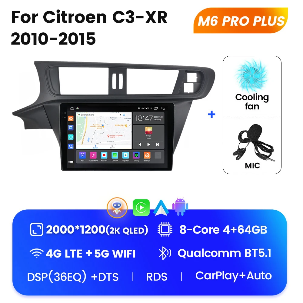 OEM Android 12.0 pour 2019 Radio Citroen C3-XR avec Bluetooth