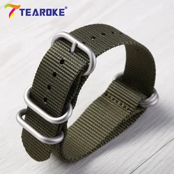 Men's Military - Style Durable Nylon Watch Strap with Stainless Steel Buckle - 22mm (Army green Silver)