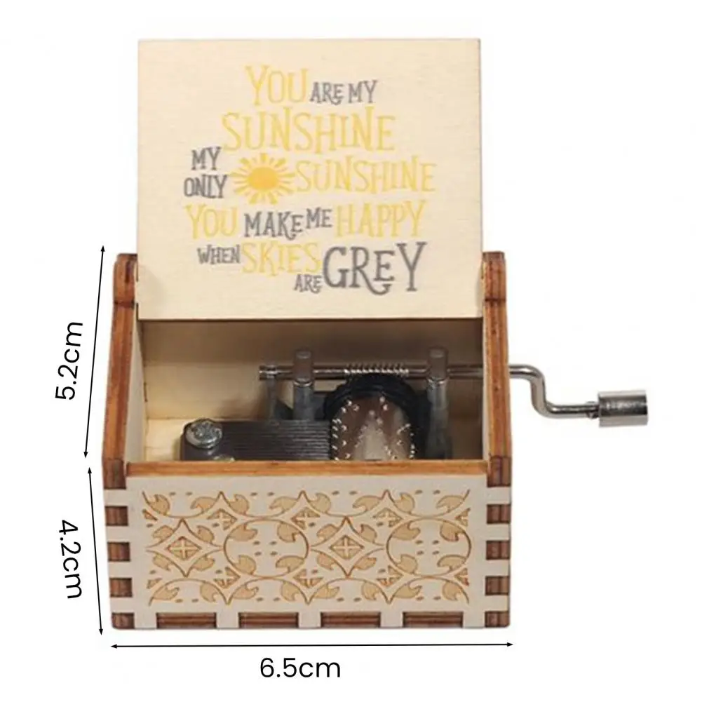 6.4* 5.2cm Mini Music Box Rotary Handle Wooden Music Box You Are My Sunshine Mechanical Musical Box Desktop Decor Birthday Gift 6