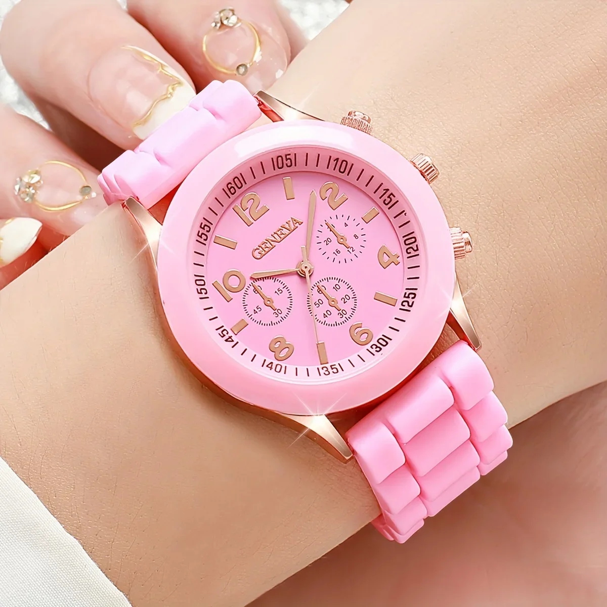 14 piece women's fashionable quartz watch set - candy colored silicone strap, digital display,