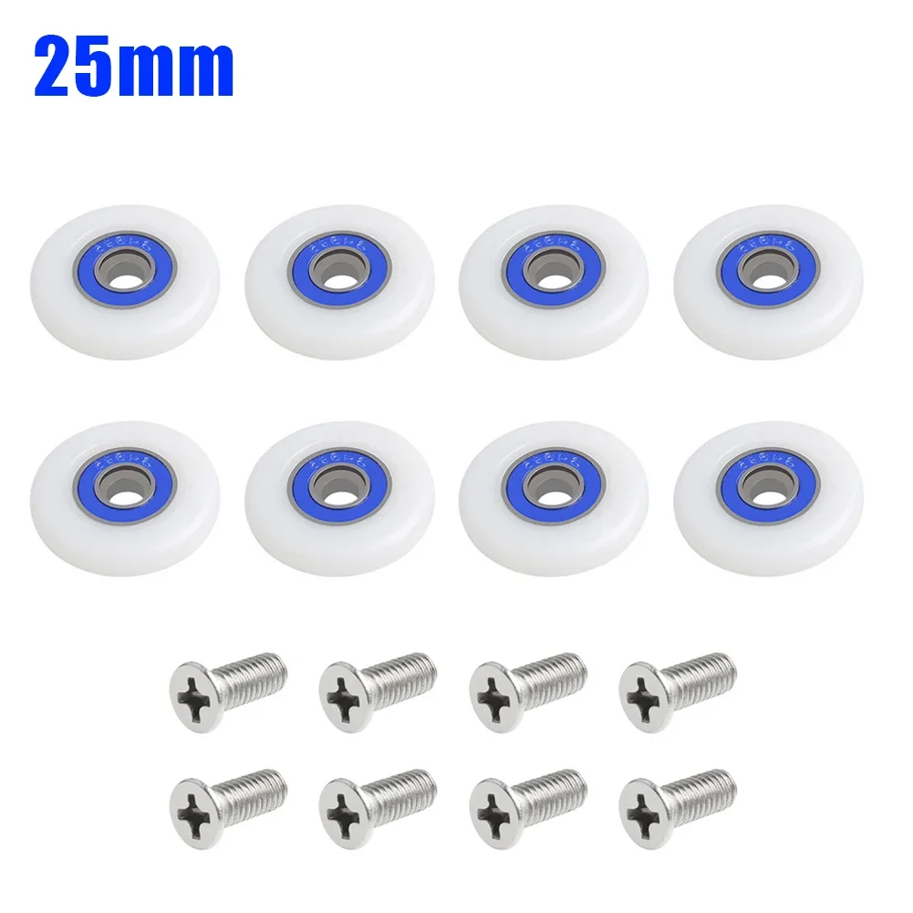 8Pcs Replacement Shower Door Roller Runner Wheels 19/23/25mm Sliding Shower Door Roller Wheel Runners Pulley Replacement