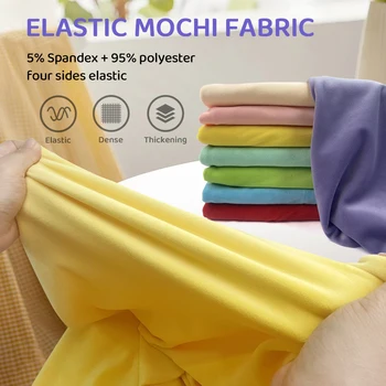 Tissu Mochi lisse et Minky extensible, 40 couleurs, 50x50cm, Hopen, 95% Polyester, 5% élasthanne, tissu en peluche extensible sur 4 côtés pour jouet de couture, bricolage 1