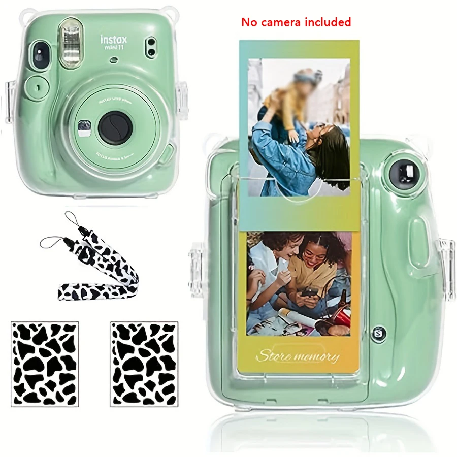 Fujifilm Mini 11 Instant Camera Transparent Case Adjustable Strap Camera Sticker 1 x (without camera)