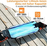 JOYOR T6E Trottinette électrique pliable de 10 pouces avec batterie 48V 18Ah, 20 km/h, autonomie de 70 km 3