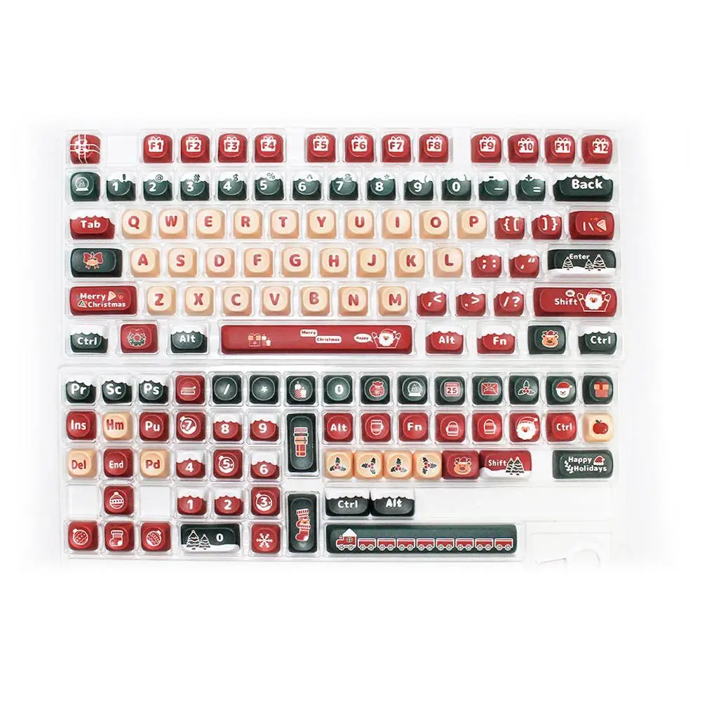 

130 Key MOA Profile Keycap Merry ChristmasTheme PBT Keycaps For MX Switch Mechanical Keyboard Dye Sublimation Red Green Key Caps