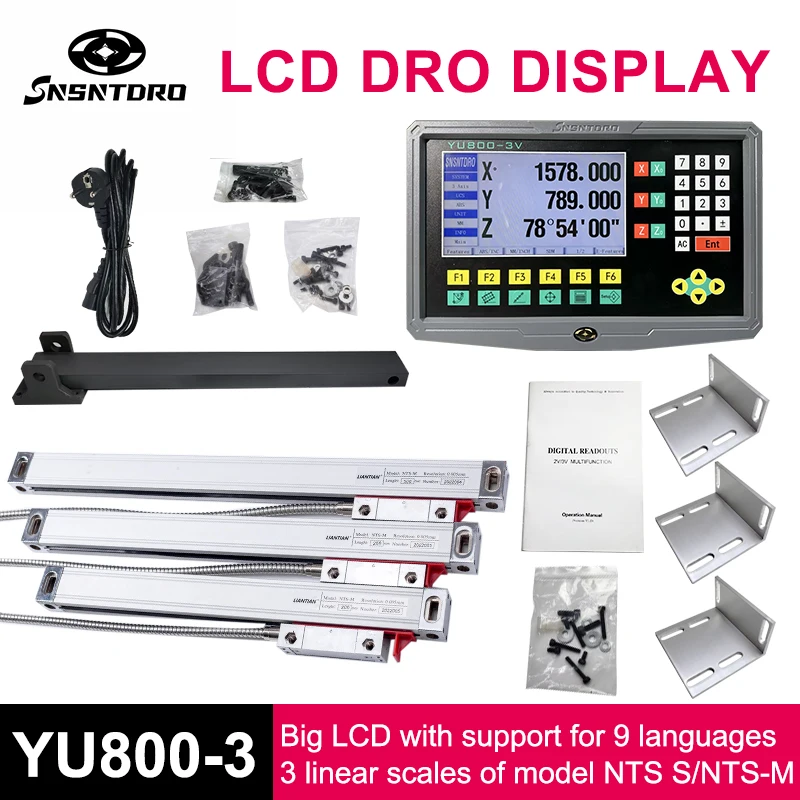 YU800-3 ensemble 19 langues 3 axes DRO affichage et 3 pièces 5U encodeur d'échelle de verre linéaire 50-1000mm alésage Machines fraisage 1 YU800-3 ensemble 19 langues 3 axes DRO affichage et 3 pièces 5U encodeur d'échelle de verre linéaire 50-1000mm alésage Machines fraisage 1