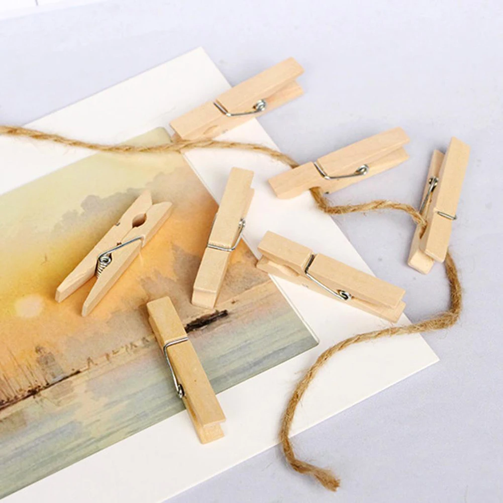

50/100/150PCS Wooden Clip Crafts 25*3mm Hanging Photo Clips DIY Wedding Photo Party Wooden Clip Crafts Clothespins