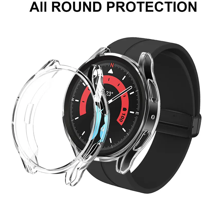 

Protector Cover For Samsung Galaxy Watch 5 Pro Case 45mm Coverage Silicone Soft TPU Bumper Screen Protection Full Accessories