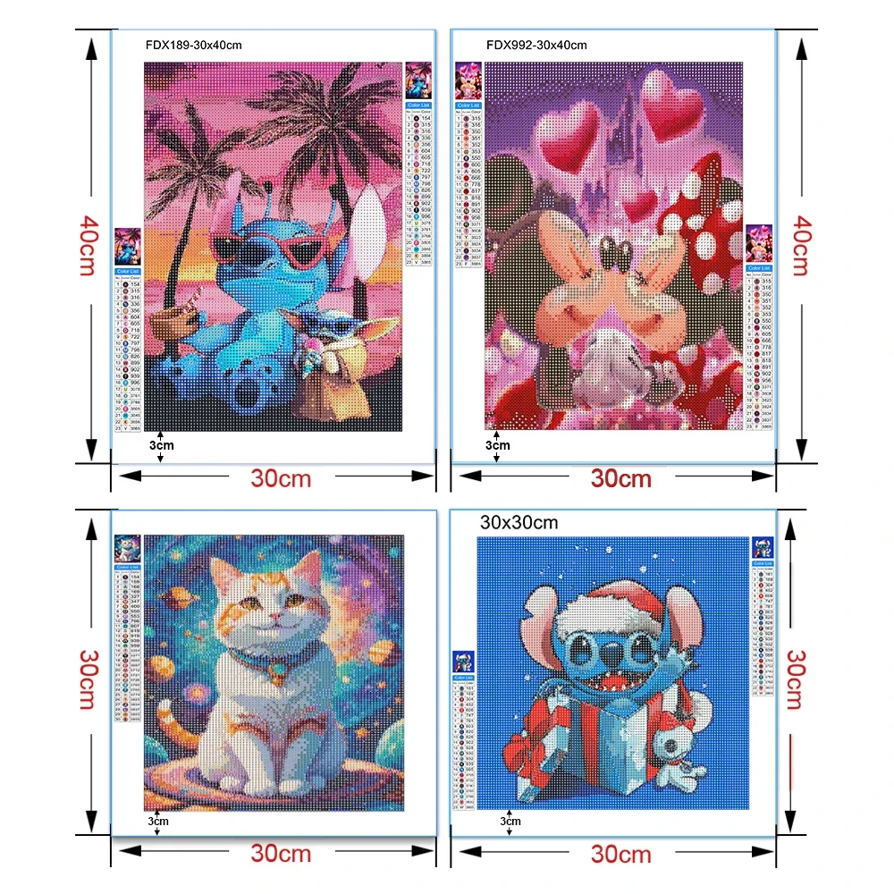 Disney Stitch Diamond Painting Mickey Mouse Full Round Drill 30x40 Embroidery Cartoon Olaf New Arrivals Designer Children Gifts