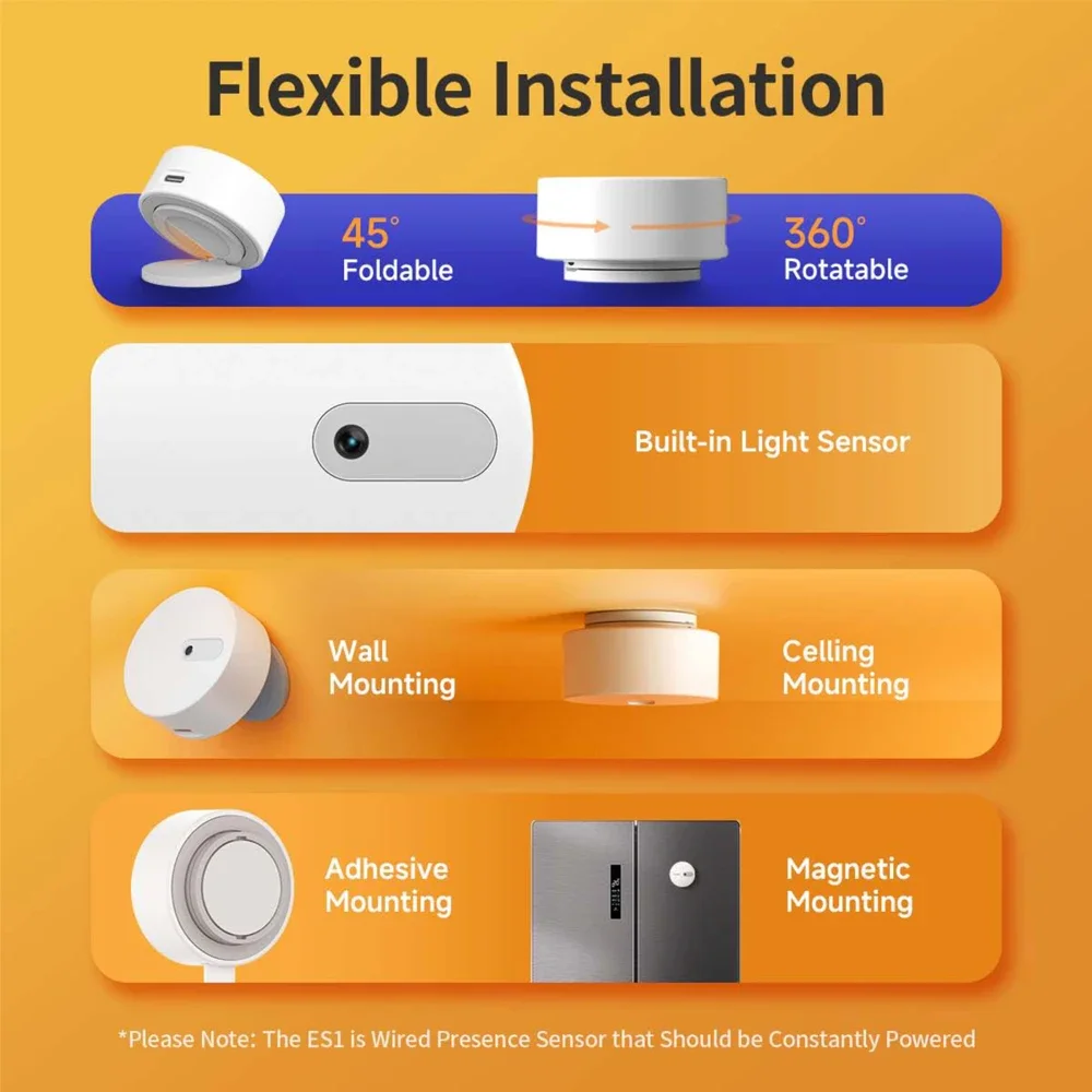 Zigbee Human Presence Sensor Built-in Light Sensor Home Security Detector Radar