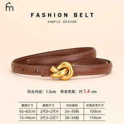 Luxurious Women's Real Leather Knot Belt with Buckle - Fashionable Accessory - 110cm (SK015 - caramel)