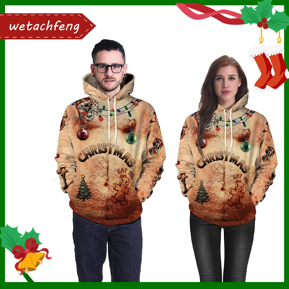 

Merry Christmas Unisex Ugly Christmas Sweater 3D Digital Printing Funny Tacky Christmas Jumper Hoodie Pullover Xmas Lover Gifts