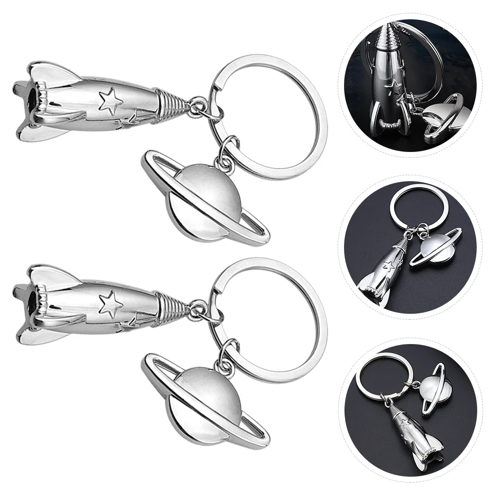 

Rocket Keychain Car Key Chain 2Pcs Delicate Planet Rockets Pendant Charm Keyring Gift for Men Women Boys Girls