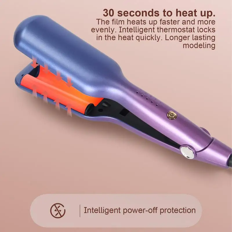 Waver Curling Iron 5 Temp Settings Ceramic Curling Wand Fast Heating Wavy Hair Curler Anti-Scald Hair Tool for All Types