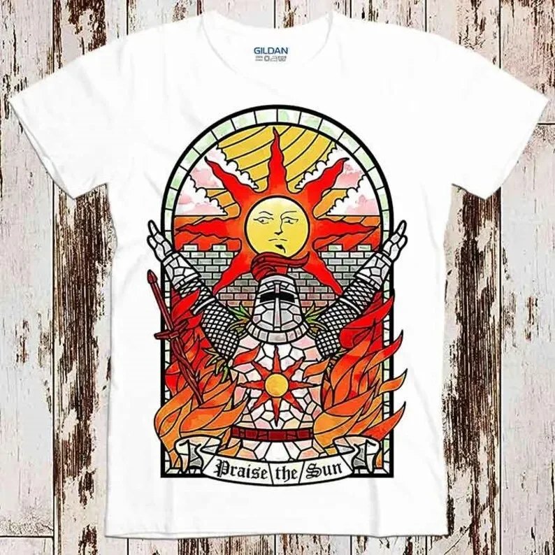 

Praise The Sun Tarot Card Thank God Online Gaming Dark Souls Gamer Best Seller T Shirt Music Retro Top Tee Unisex 8602
