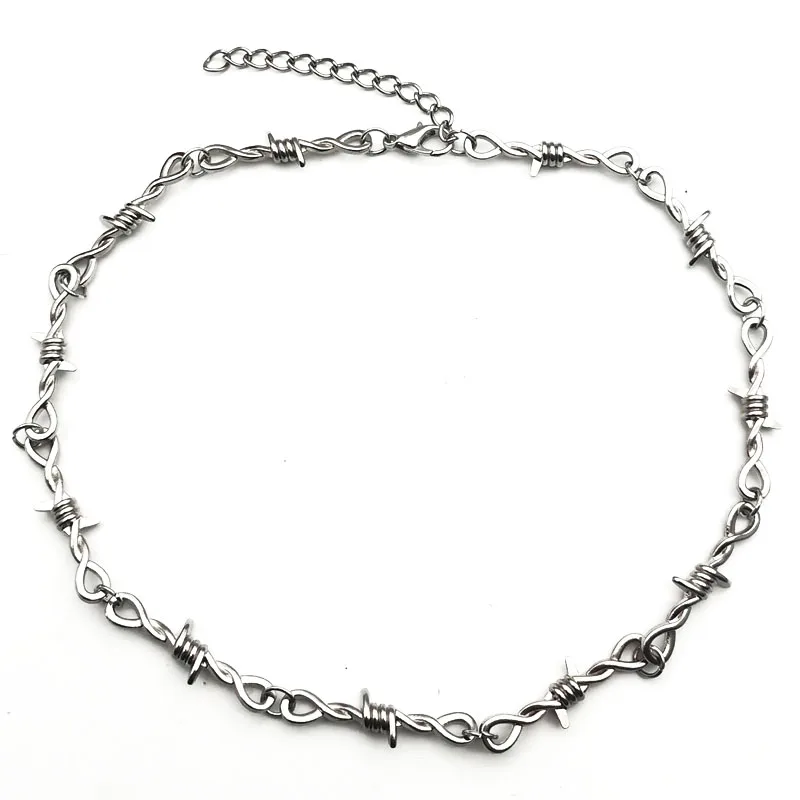 Small Wire Brambles Iron Unisex Choker Necklace Women Hip-hop