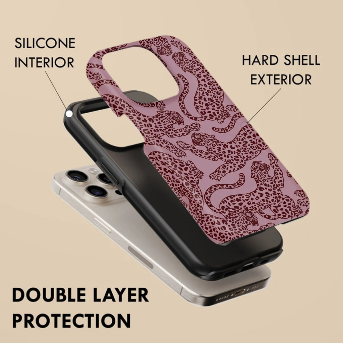 Leopard Pattern Magnetic Phone Case - Hard Acrylic Shockproof Cover