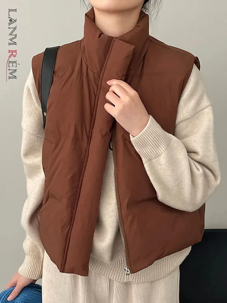 

LANMREM зимнее универсальное хлопчатобумажная нательная майка без рукавов женское однотонное повседневное пальто с воротником-стойкой модная новинка 2023 одежда 2AA3468