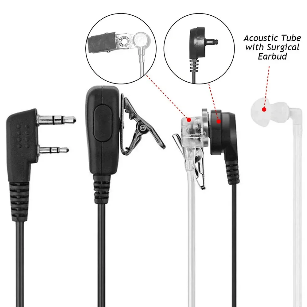 Tactical Acoustic Tube Earpieces K-Plug Bodyguard Communication Device Noise Cancelling Covert Listening Tools UV-5R BF-888S