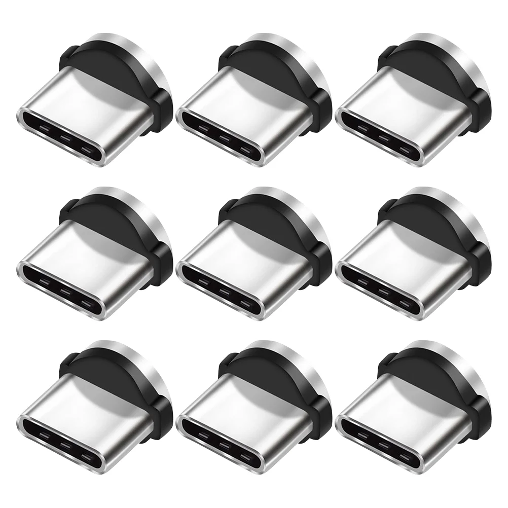 

9 Pcs Charge Charging Cable Magnetic Head Mini Rotating Phone Adapter Aluminum Tip