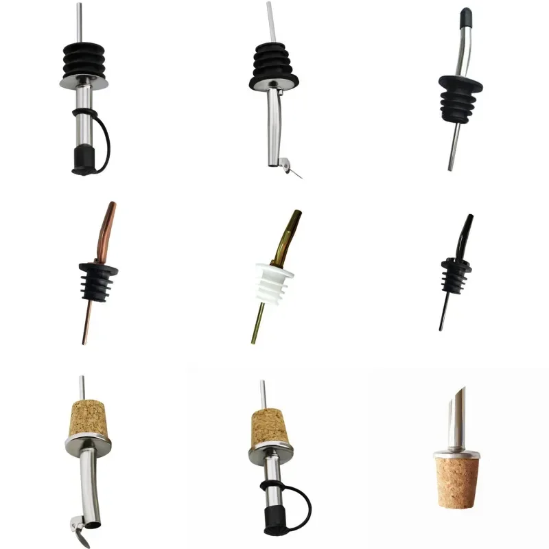 3 Pcs Bottle Stopper Red Wine Pourer with Cap Oil Champagne Bottle Wood Plug Black Lid Pourers Party Supplies Bar Accessories