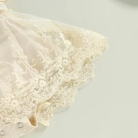 Infant Baby Girl Summer Romper Floral Lace Embroidery Romper Dress Straps Sleeveless Sweet Triangle-Bottom Jumpsuit And Headband 5