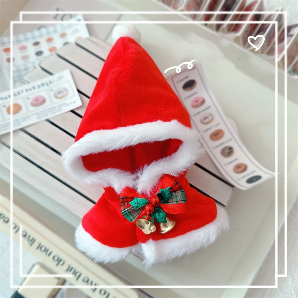 10cm Cotton Doll Christmas Costume Hats Shawls Hooded Capes Idol Doll Holiday Clothes Dress Up Accessories DIY Toy 5