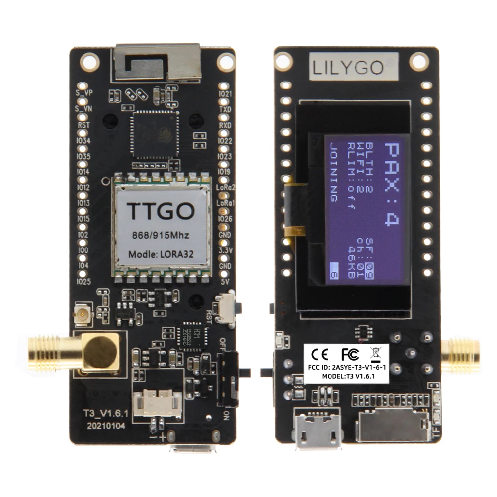 LoRa32 V2.1_1.6 Version 433/868/915Mhz ESP32 LoRa OLED 0.96 Inch SD Card Bluetooth WIFI Wireless Module ESP-32 SMA Mini Development Board