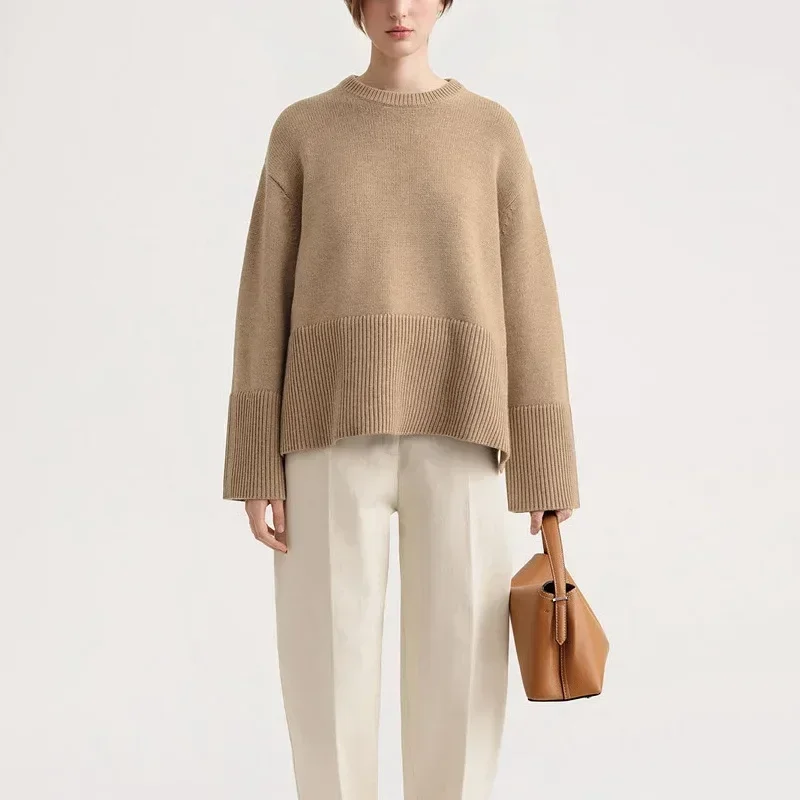 LUXURY-Sweater for Women, Casual Loose Blend, Round Neck, Long Sleeved Knit Top, Nordic Style, Spring and Winter, 2025 6