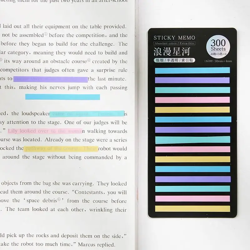 300pcs Vibrant 6-Color Sticky Notes Memo Self-Stick Post Notes Office