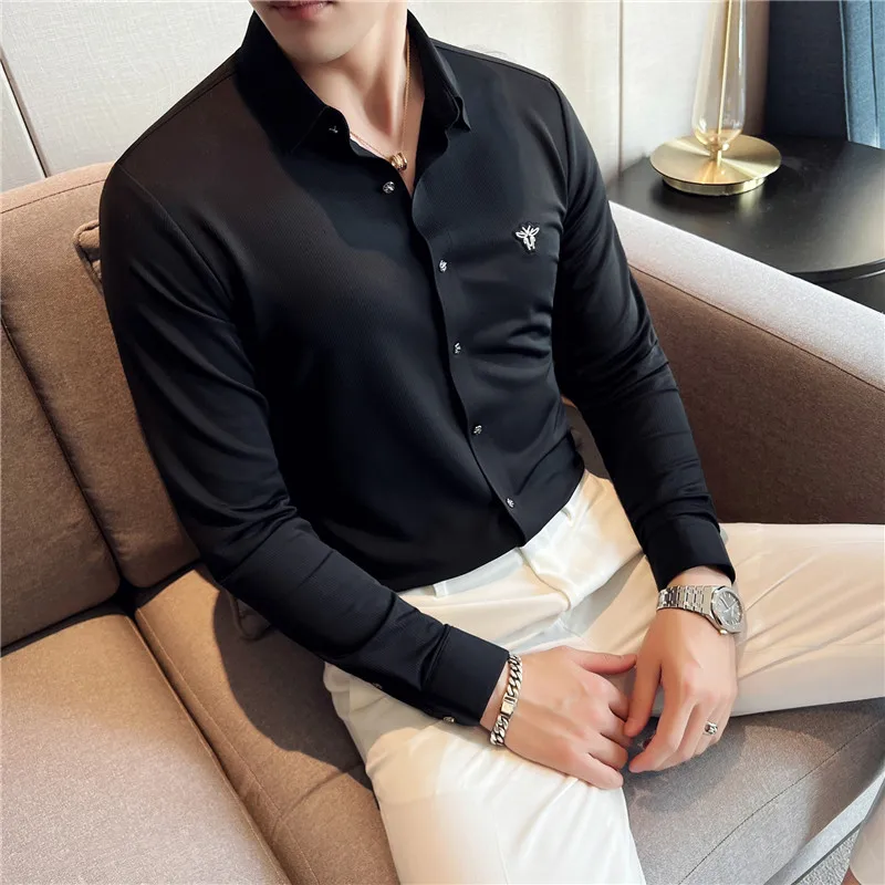 Brand Plaid Shirts Men Long Sleeve Slim Casual Shirts High-quality Business  Formal Dress Shirts Social Party Tuxedo Blouse M-4xl - Shirts - AliExpress