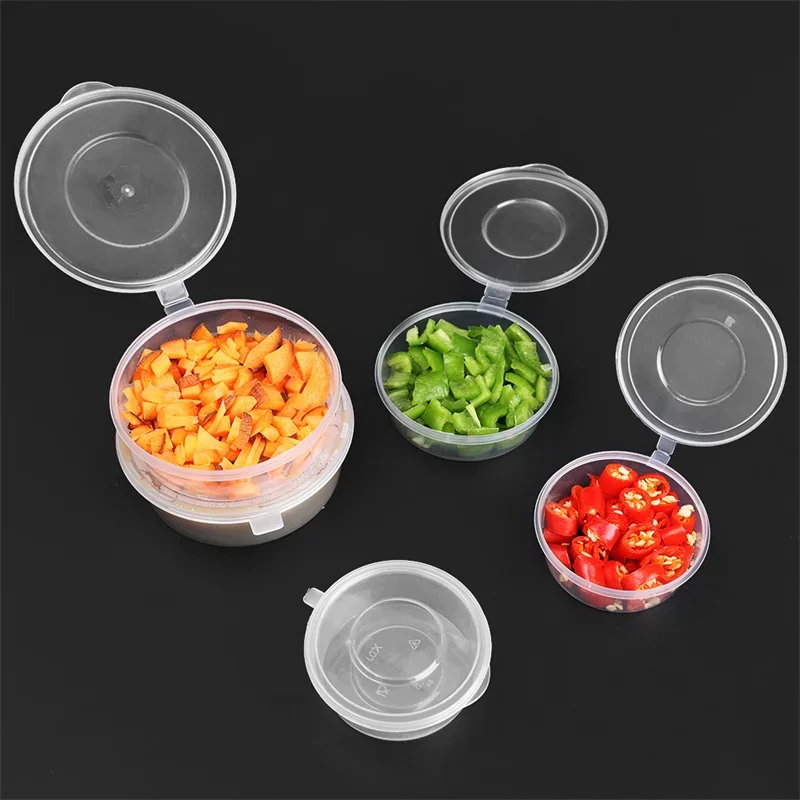 10PCS Plastic Sauce Cups Food Clear Storage Containers With Lids 25/50/75ml