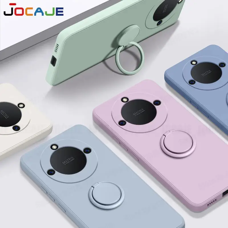 Liquid Silicone Case with Ring Stand Holder and Lanyard - Soft Protective Cover