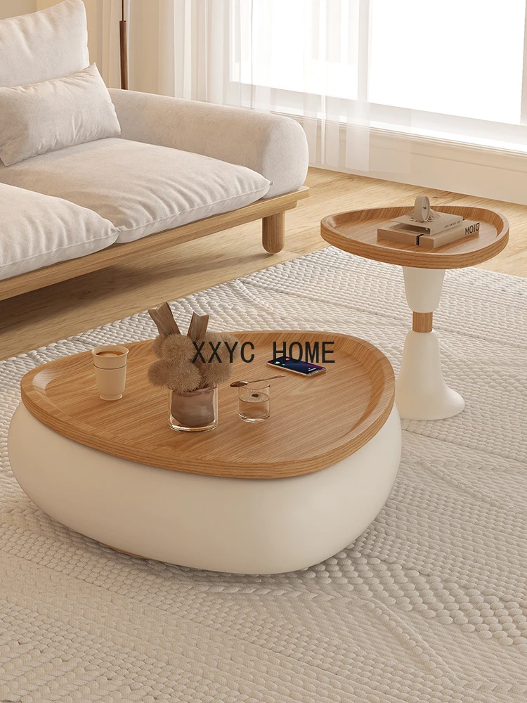 

Cream Style round Size Tea Table Combination Home Designer Small Apartment Log Style Living Room