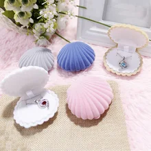 

1 Piece Shell Shape Lovely Velvet Wedding Engagement Box For Earrings Jewelry Necklace Bracelet Jewelry Display Gift Box