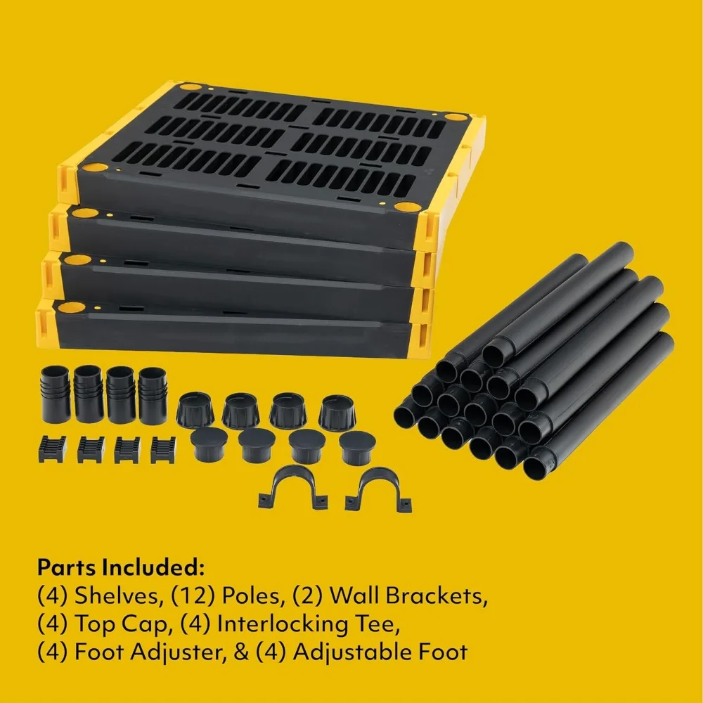 4-Tier Heavy Duty Plastic Storage Shelving Unit, 100lbs, for Indoor/Outdoor Organization, Modular Rack, Extremely Durable 3