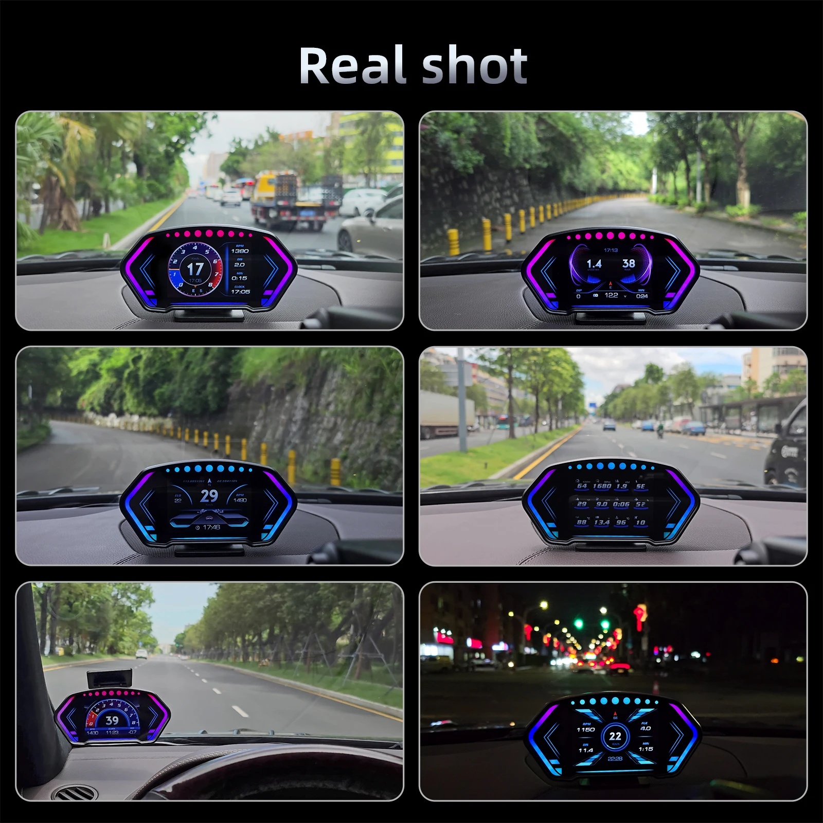 36 기능 obd + gps hud p3 헤드 업 디스플레이 자동 gps 속도계 슬로프 미터 타코미터 수온 속도 알람 전자 부품