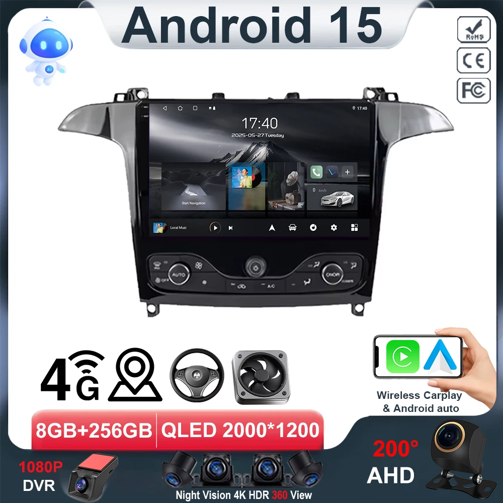Autoradio Android Per Ford S-Max 2006-2015 - 9 Pollici, 2GB+32GB, GPS, CarPlay, Android Auto - Foto 11