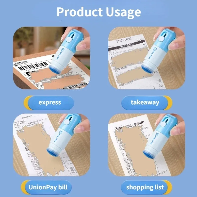 Parcel Box Opener Privacy Guard Thermal Paper Information Correction Fluid Eraser with Unboxing Knife 2 in 1 Protection Stamp