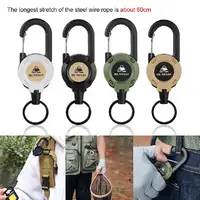 Heavy Duty Retractable Tether Pull Badges ID Holder 23.6in Cord Carabiner Keychain Buckle Key Holder Hold Multiple Tools Outdoor 1
