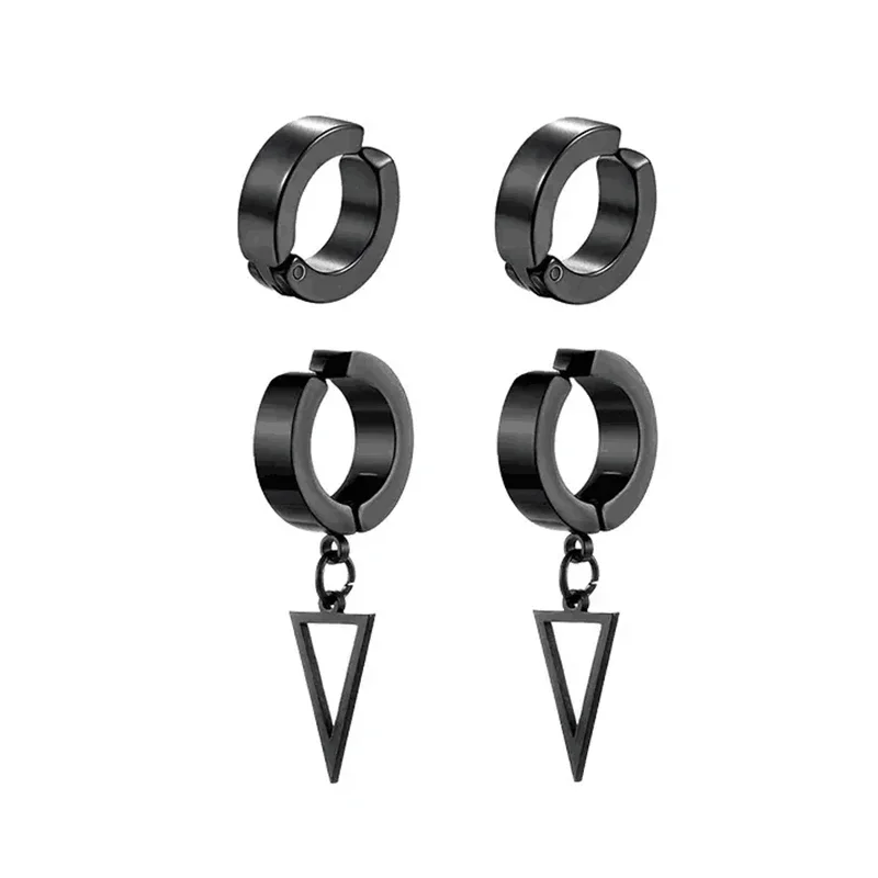 No Piercing Earrings Titanium Steel Clip-on Fake Earring Round Ear Clip For Women Men Punk Party Fashion Sexy Jewelry 1 pairs