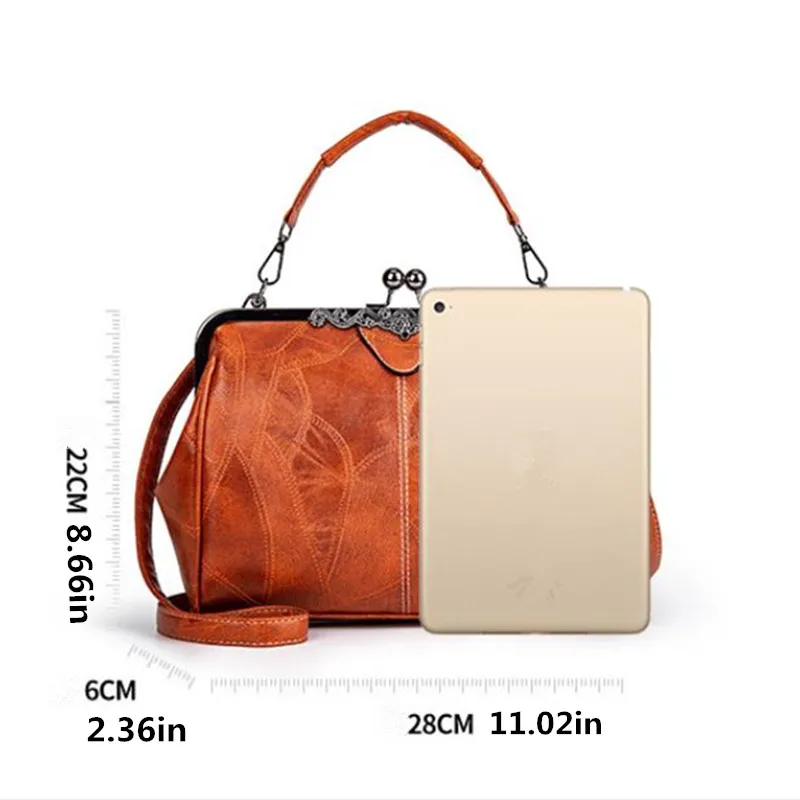 Classic Retro Design Women's Crossbody Bags for Women Leather Handbag Shoulder Bag with Clip, Fashion Thickened Vintage Tote Bag