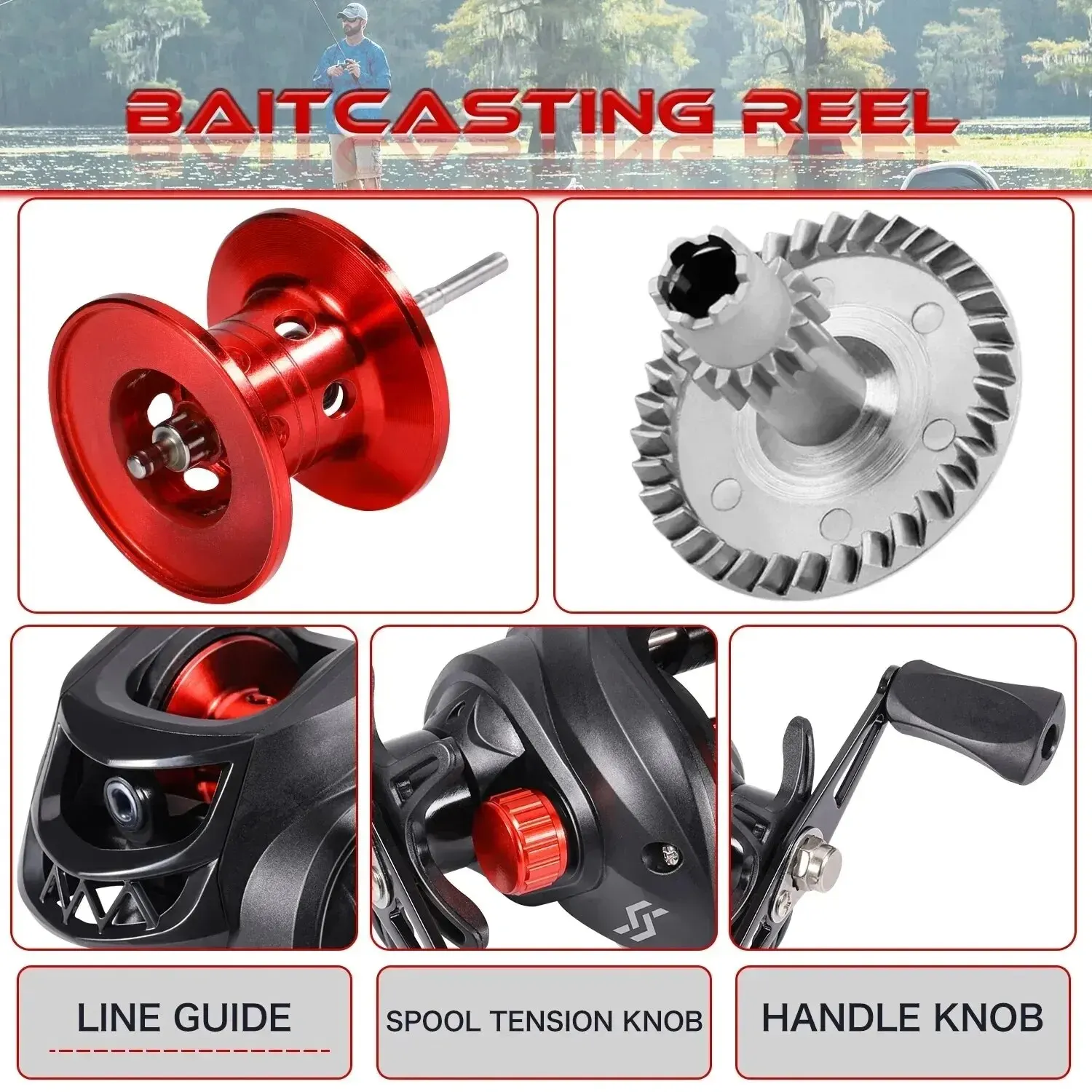 Sougayilang Casting Fishing Rod Reel Set 1.8/2.1m Carbon Fiber Casting Rod and Reel Max Drag 8kg with Line Lure for Bass Pike