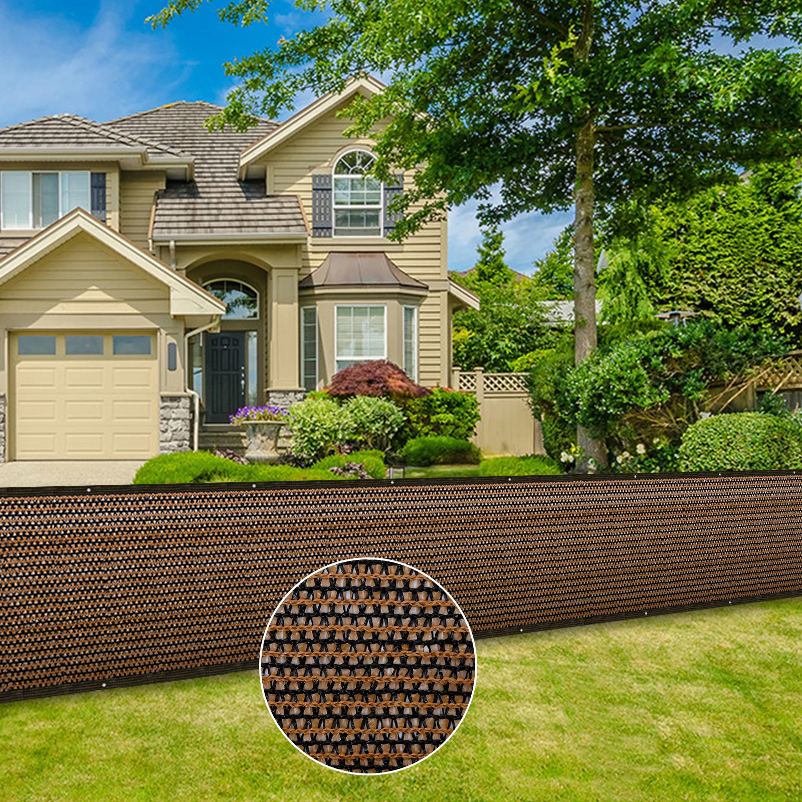 Privacy Fence Screen 120GSM Mesh Shade Net Cover with 50 Zip Ties and 10m Rope 100x600cm Effective Shading Fence Panels for Yard